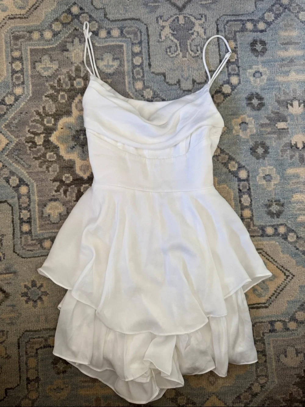 Hello Molly White Cowl Neck Tiered Cocktail Dress - Picture 1 of 3